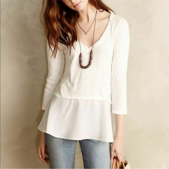 Anthropologie Tops - Anthropologie Meadow Rue White Melia Peplum Top